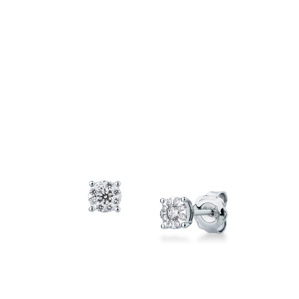 Orecchini Magic Mirco Visconti in oro bianco 18kt con diamanti naturali G VS disposti a mosaico per un totale di 0,35 carati.