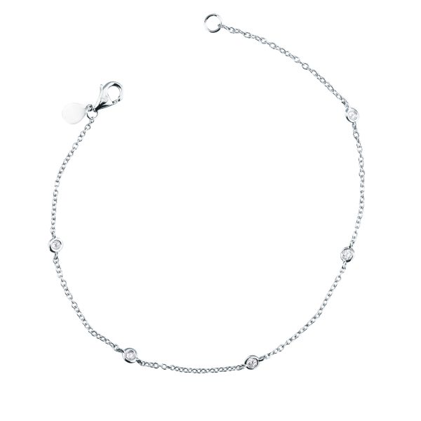 Bracciale Mirco Visconti con diamanti naturali taglio brillante a catena in oro bianco 18kt.
