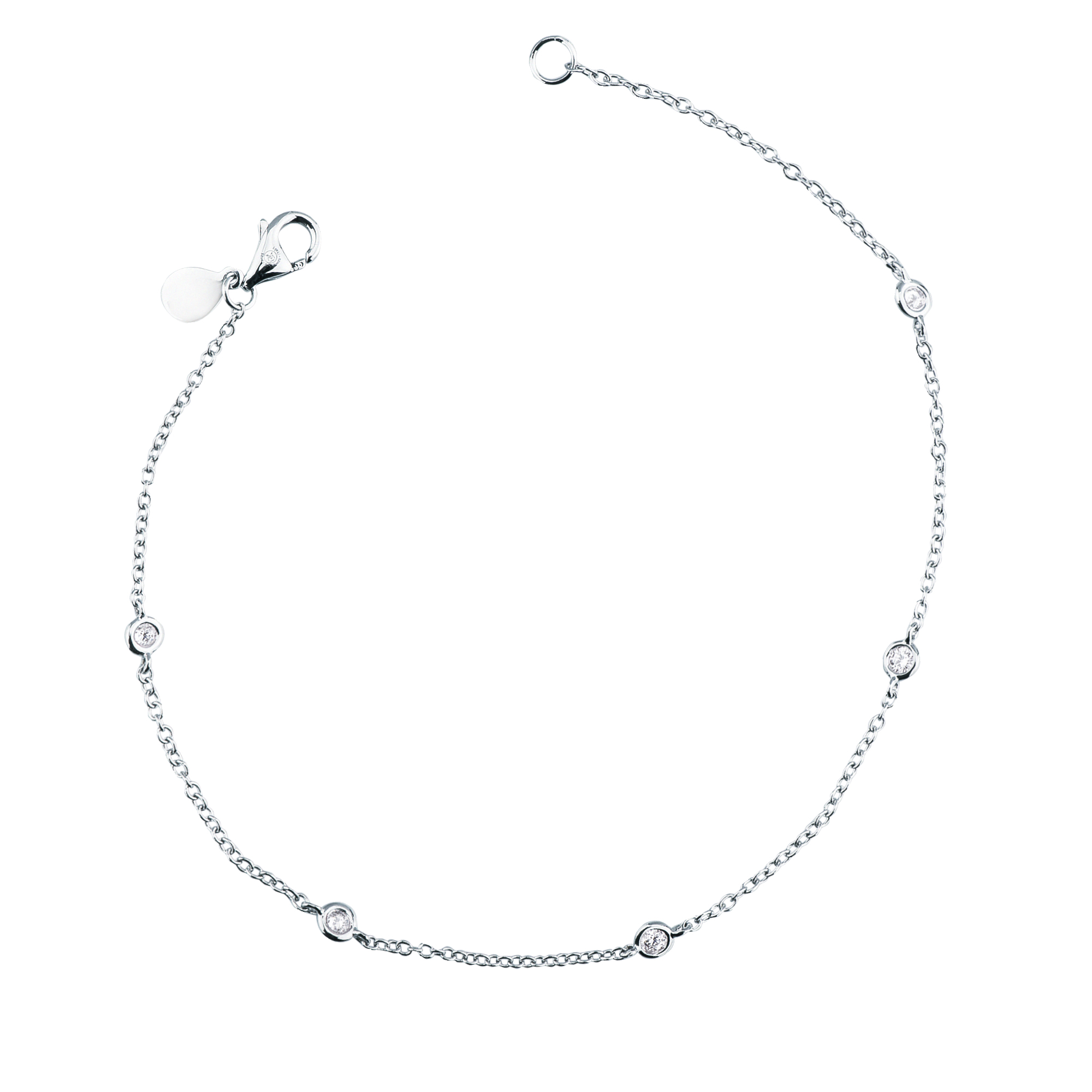 Bracciale Mirco Visconti con diamanti naturali taglio brillante a catena in oro bianco 18kt.
