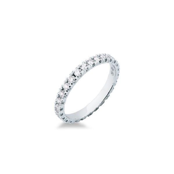 Fedina girodito Mirco Visconti in oro bianco 18kt con diamanti naturali a tutto giro caratura 0,74 G-VS