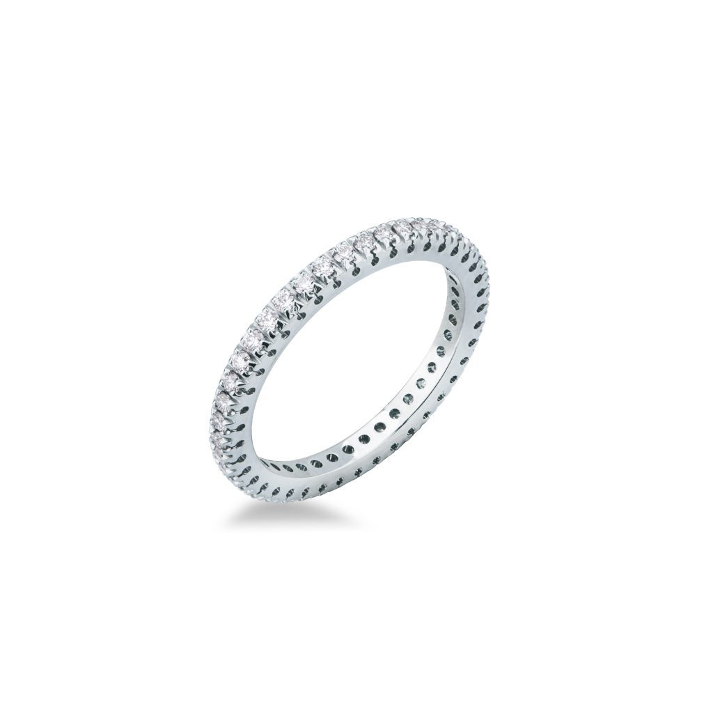 Fedina girodito con diamanti Mirco Visconti in oro bianco 18kt con diamanti naturali a tutto giro caratura 0,46 G-VS