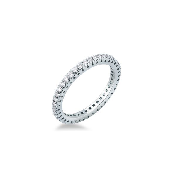 Fedina girodito Mirco Visconti in oro bianco 18kt con diamanti naturali a tutto giro caratura 0,46 G-VS