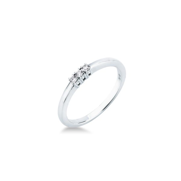 Anello Trilogy Mirco Visconti in oro bianco 18kt con tre diamanti naturali taglio brillante totale 0,07 carati