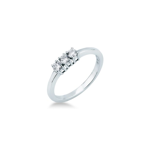 Anello Trilogy Mirco Visconti in oro bianco 18kt con tre diamanti naturali colore F purezza VS caratura 0,25