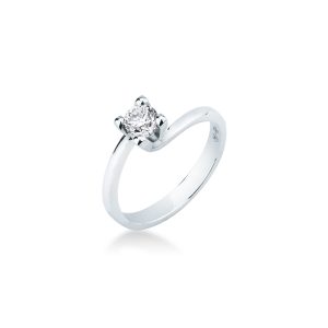 Anello solitario Mirco Visconti in oro bianco 18kt con diamante 0,43 carati colore D purezza VS