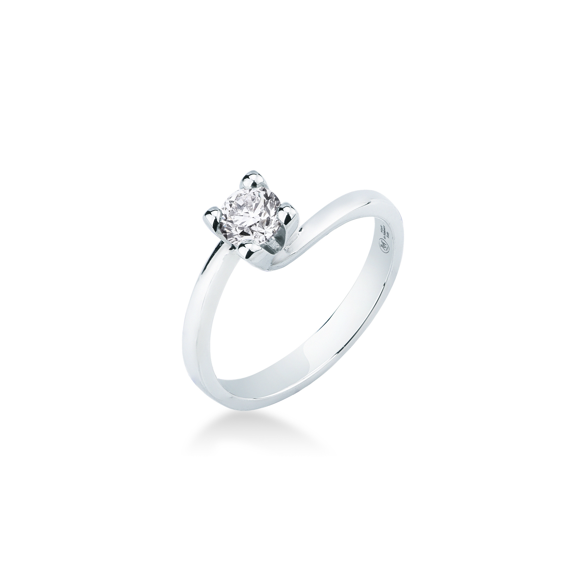 Anello solitario Mirco Visconti in oro bianco 18kt con diamante 0,43 carati colore D purezza VS