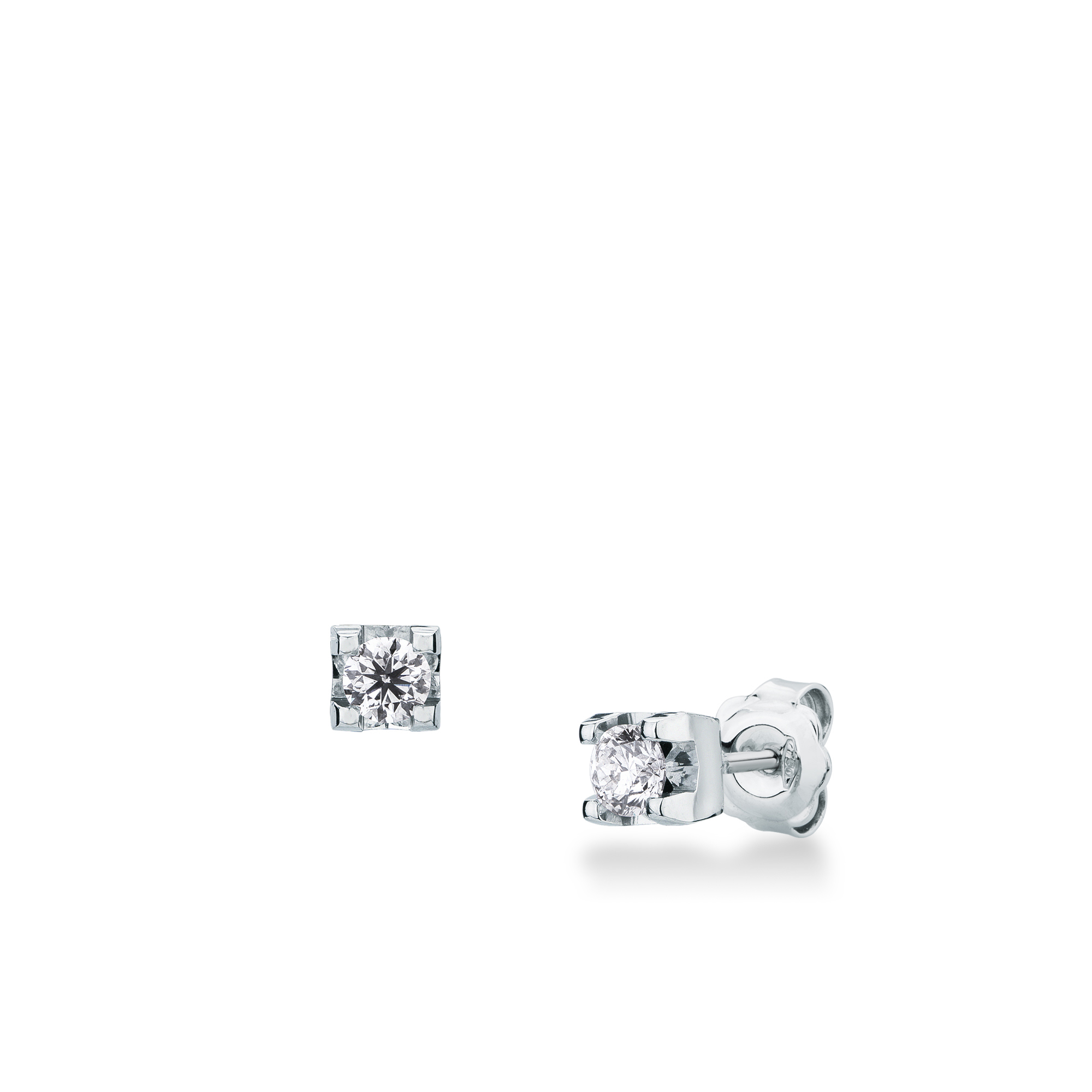 Orecchini punto luce Mirco Visconti in oro bianco 18kt con due diamanti naturali taglio brillante per un totale di 0,50 carati G VS.