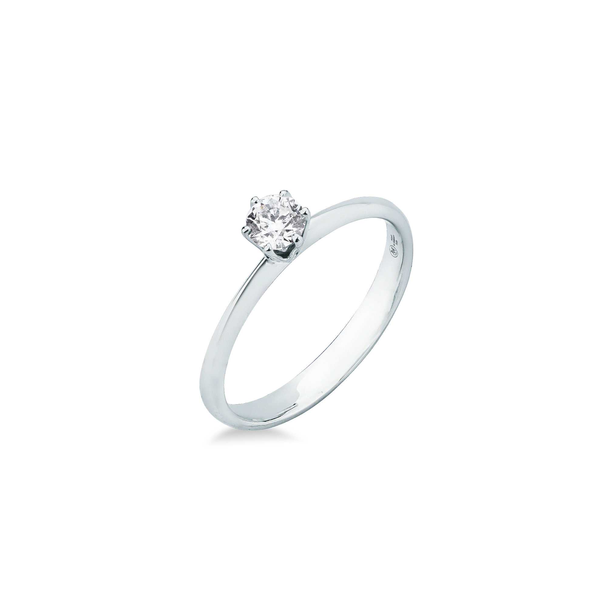 Anello solitario Mirco Visconti in oro bianco 18kt con diamante 0,30 carati colore D purezza VS a 6 griffe