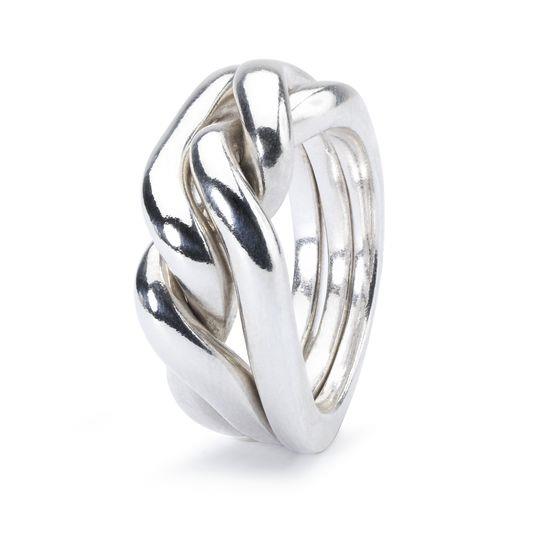 Anello Trollbeads Forza Coraggio e Saggezza in argento 925 lucido con design a tre nodi