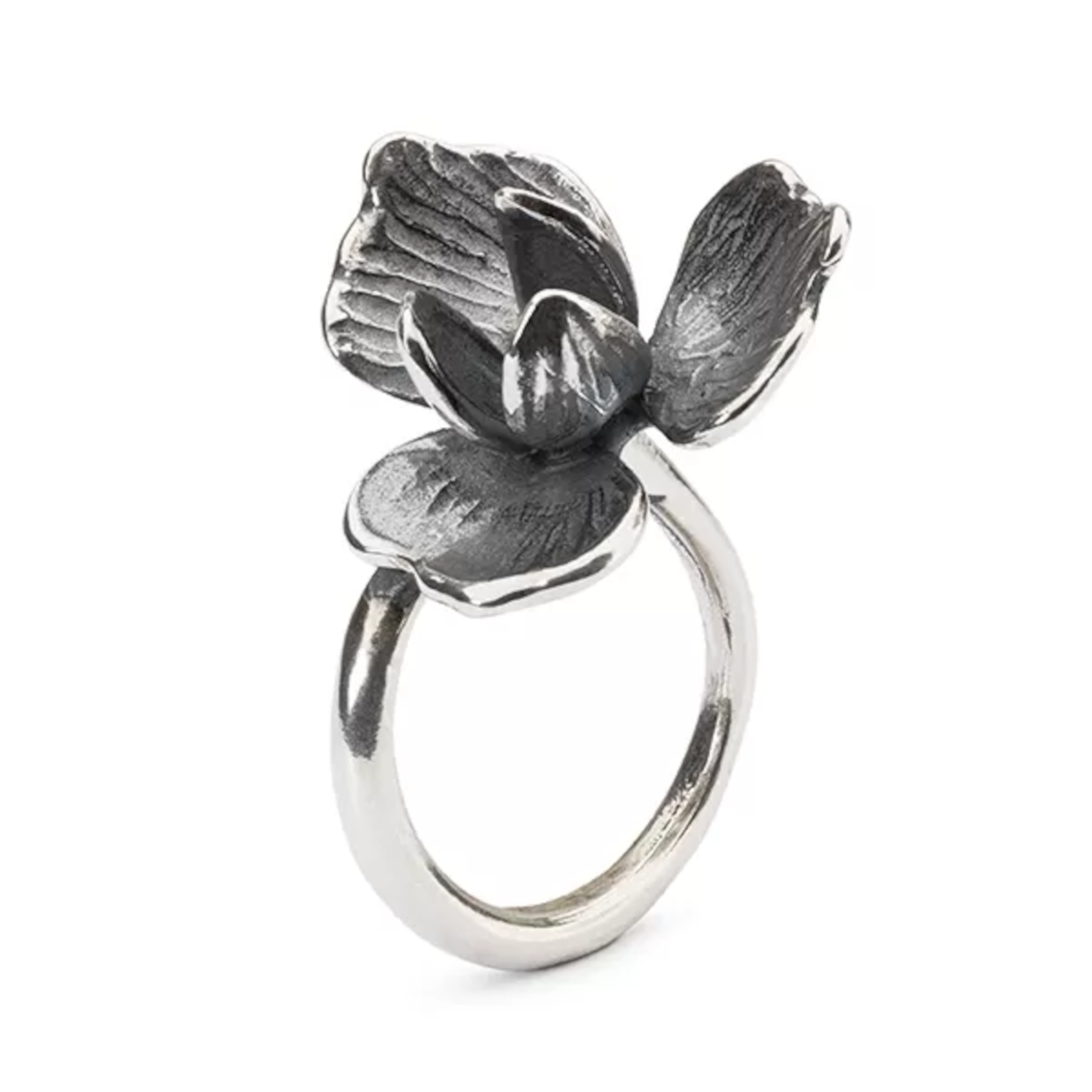 Anello Papavero Trollbeads in argento 925 con petali finemente modellati
