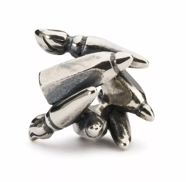 Bead Trollbeads Arte in Argento 925 brunito raffigurante pennelli e strumenti da pittura intrecciati.