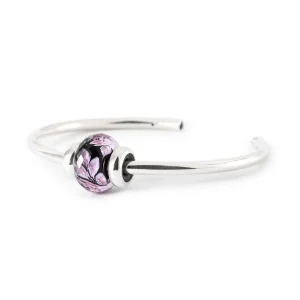 Bangle della Serenità Trollbeads in Argento 925 lucido con bead in vetro e stop.