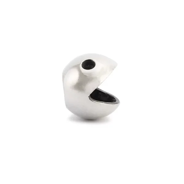 Bead Trollbeads Mr. Pac in Argento 925 lucido con design sferico e bocca aperta iconica.