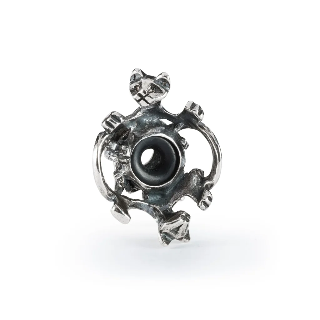 Stop compagni di gioco Trollbeads in Argento 925 raffigurante un gatto che si rincorre la coda.