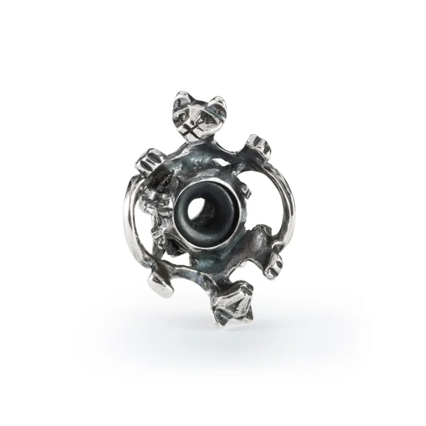Stop compagni di gioco Trollbeads in Argento 925 raffigurante un gatto che si rincorre la coda.