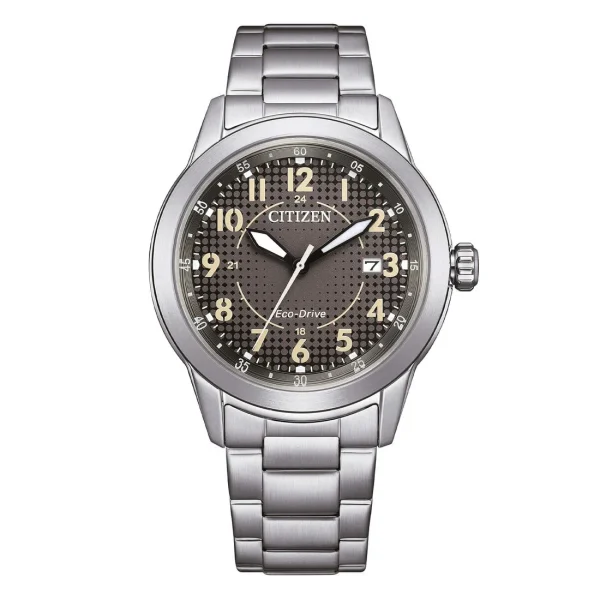Citizen AW1870-59H Field Eco-Drive acciaio quadrante grigio marrone