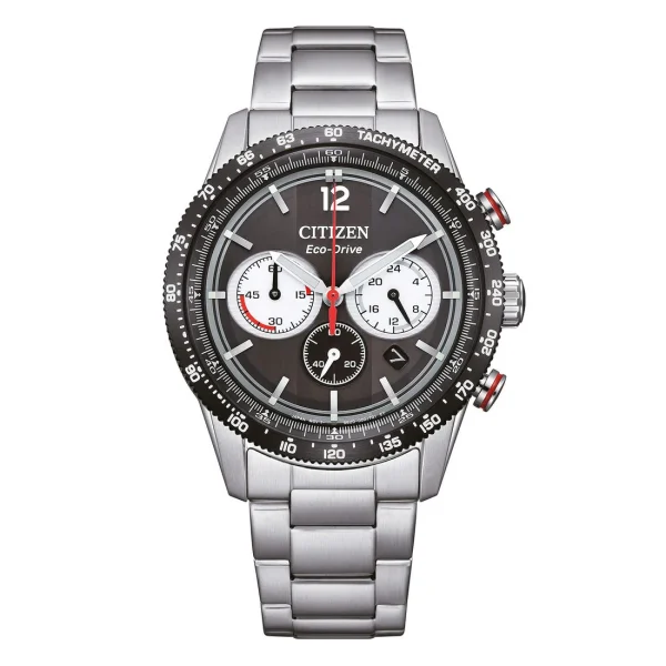 Citizen CA4714-55E cronografo racing Eco-Drive acciaio quadrante nero dettagli rossi
