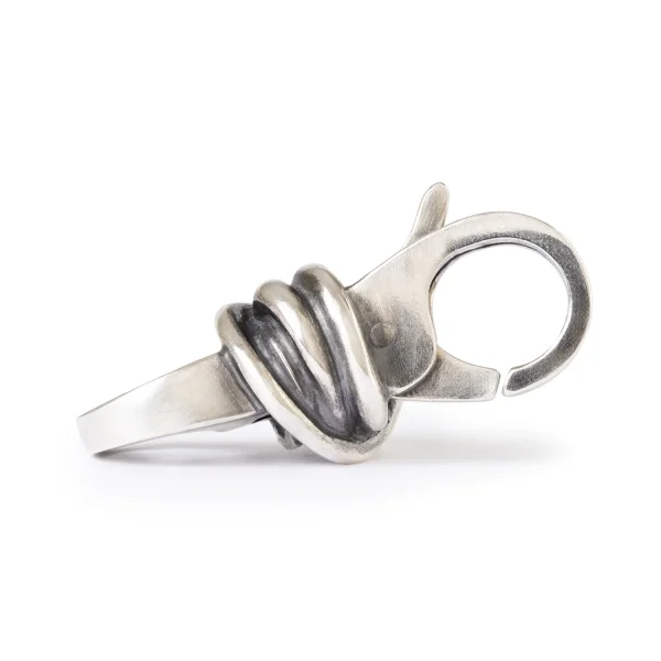 Chiusura Nodo della Fortuna Trollbeads in argento 925 brunito con design a spirale intrecciata.