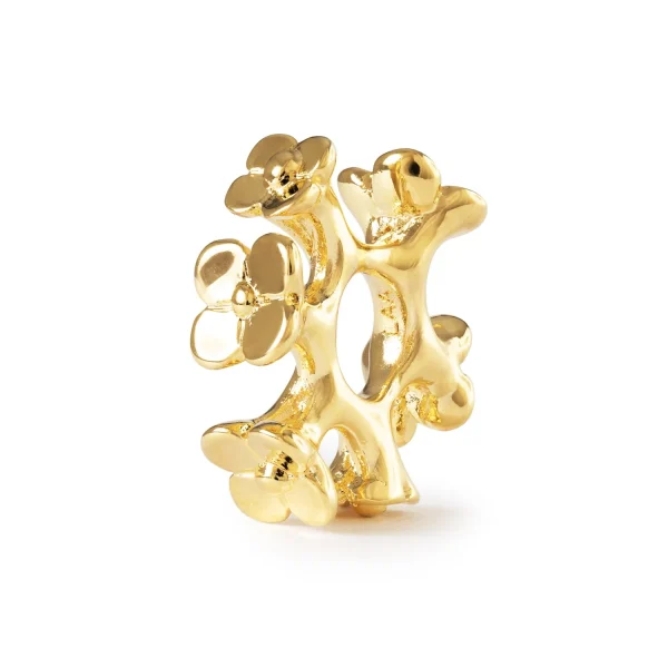 Bead Corona di Fiori Trollbeads placcato oro con ghirlanda di piccoli fiori in rilievo.