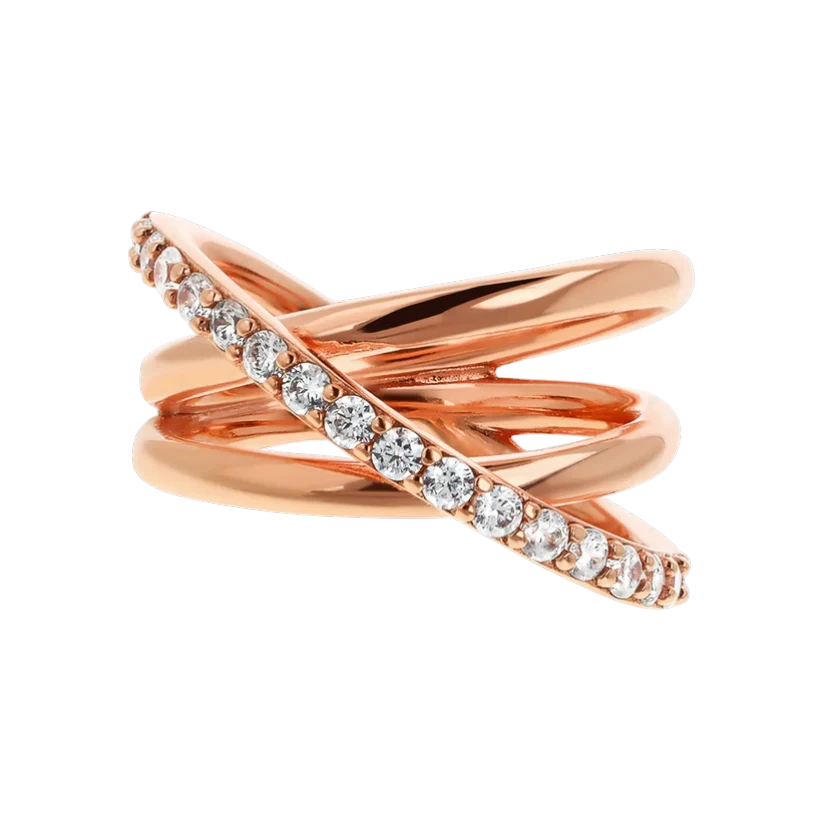 Anello multifilo con veretta di zirconi Bronzallure in Golden Rose
