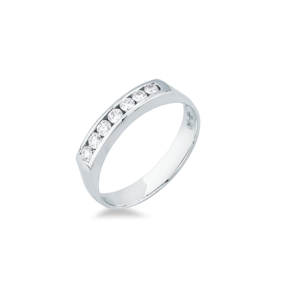 Riviera a binario con diamanti Mirco Visconti in oro bianco 18kt.