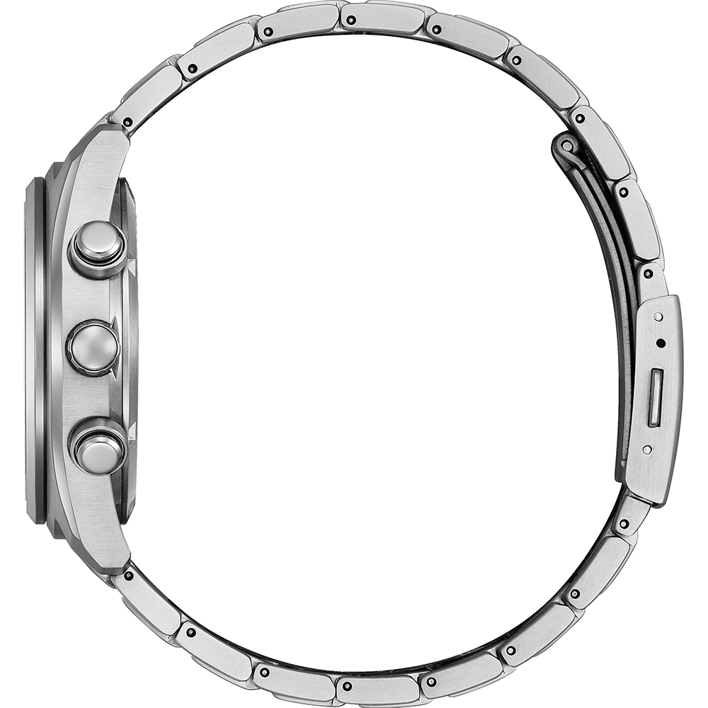 Orologio cronografo Citizen CA4750-51E in titanio grigio con quadrante nero e lancette luminose.