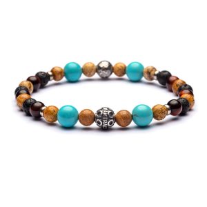 Bracciale Alexander con pietre naturali multicolore e inserti in argento.