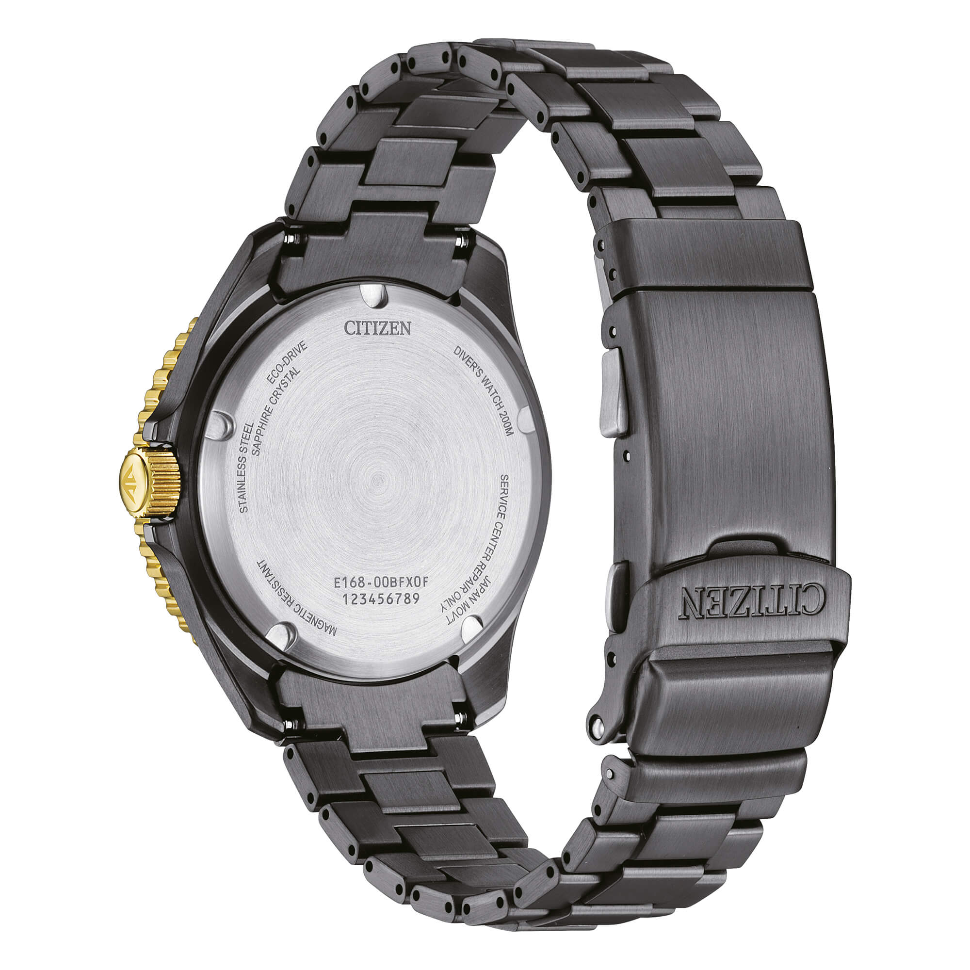 Orologio Citizen BN0264-53E Promaster Diver Eco-Drive con cassa da 40mm grigia, dettagli oro e quadrante nero operato.