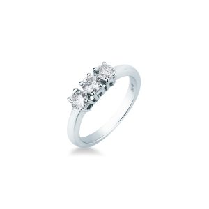 Anello trilogy Mirco Visconti BR19/EB30 in oro bianco 18kt con tre diamanti taglio brillante caratura totale 0,73 colore G purezza VS.