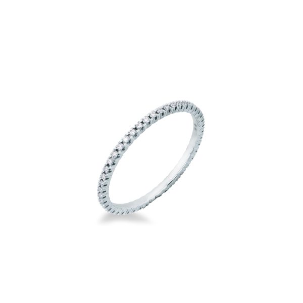 Anello fedina girodito Mirco Visconti DS125/EV5 in oro bianco con diamanti a giro completo caratura totale 0,22 G VS.