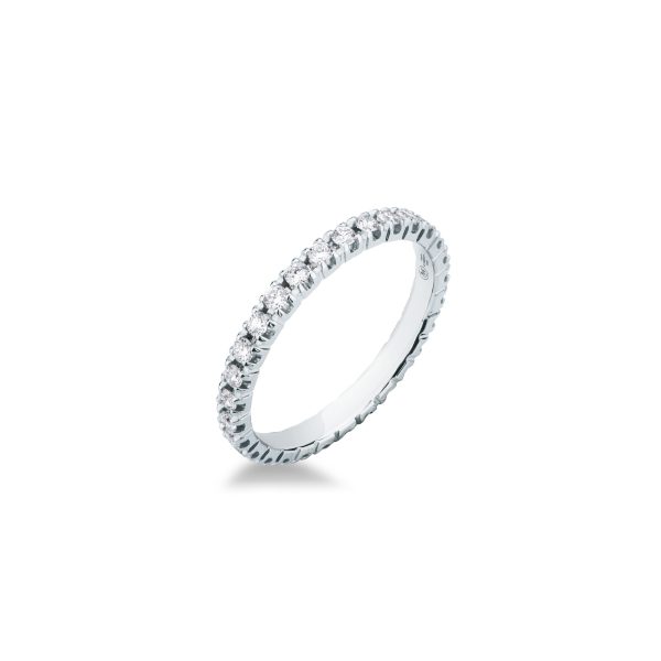 Anello fedina girodito Mirco Visconti LE42/EV30 in oro bianco con diamanti a giro completo caratura totale 0,60 G VS.