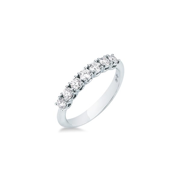 Fedina con diamanti Mirco Visconti in oro bianco 18kt con 7 diamanti naturali taglio brillante.