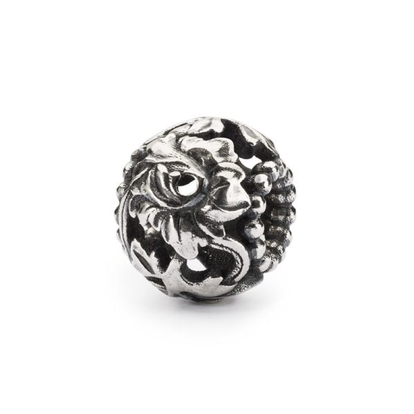 Bead Barocco Trollbeads TAGBE-30172 in argento 925 con riccioli floreali e finiture brunite.