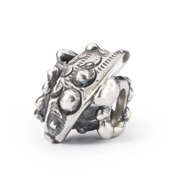Bead Cinque sensi Trollbeads TAGBE-20251 in argento 925 raffigurante cinque volti stilizzati traforati con finiture brunite.