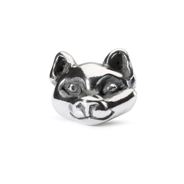 Bead Occhi di gatto Trollbeads TAGBE-20061 in argento 925 a forma di testa di gatto con dettagli bruniti.