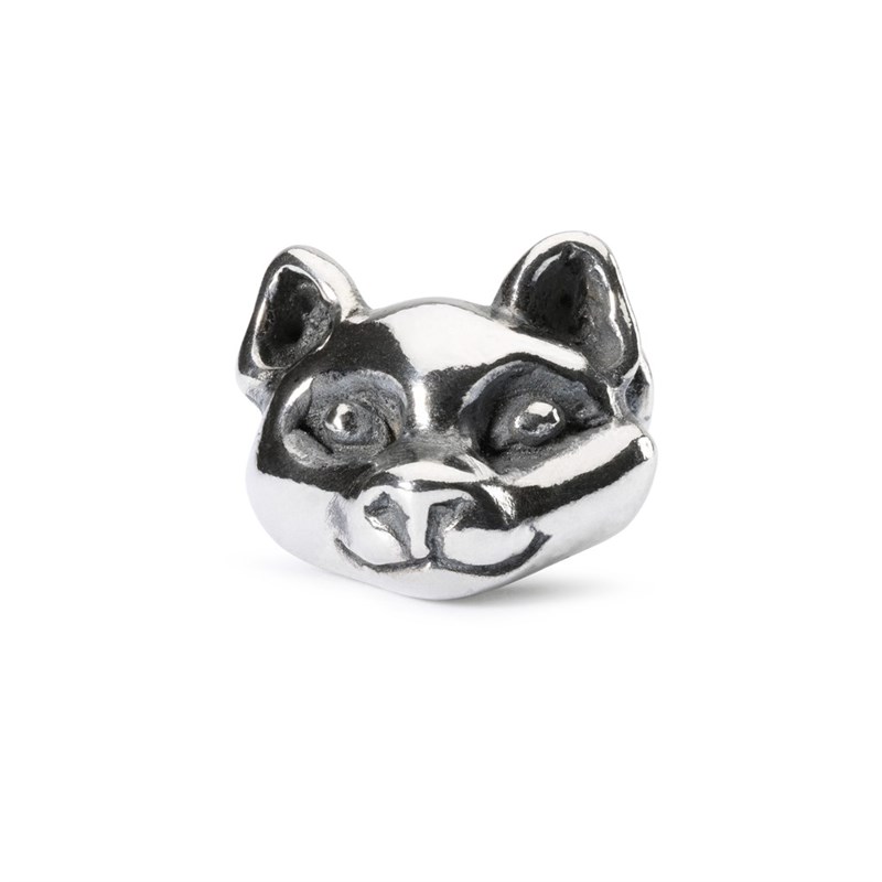 Bead Occhi di gatto Trollbeads TAGBE-20061 in argento 925 a forma di testa di gatto con dettagli bruniti.