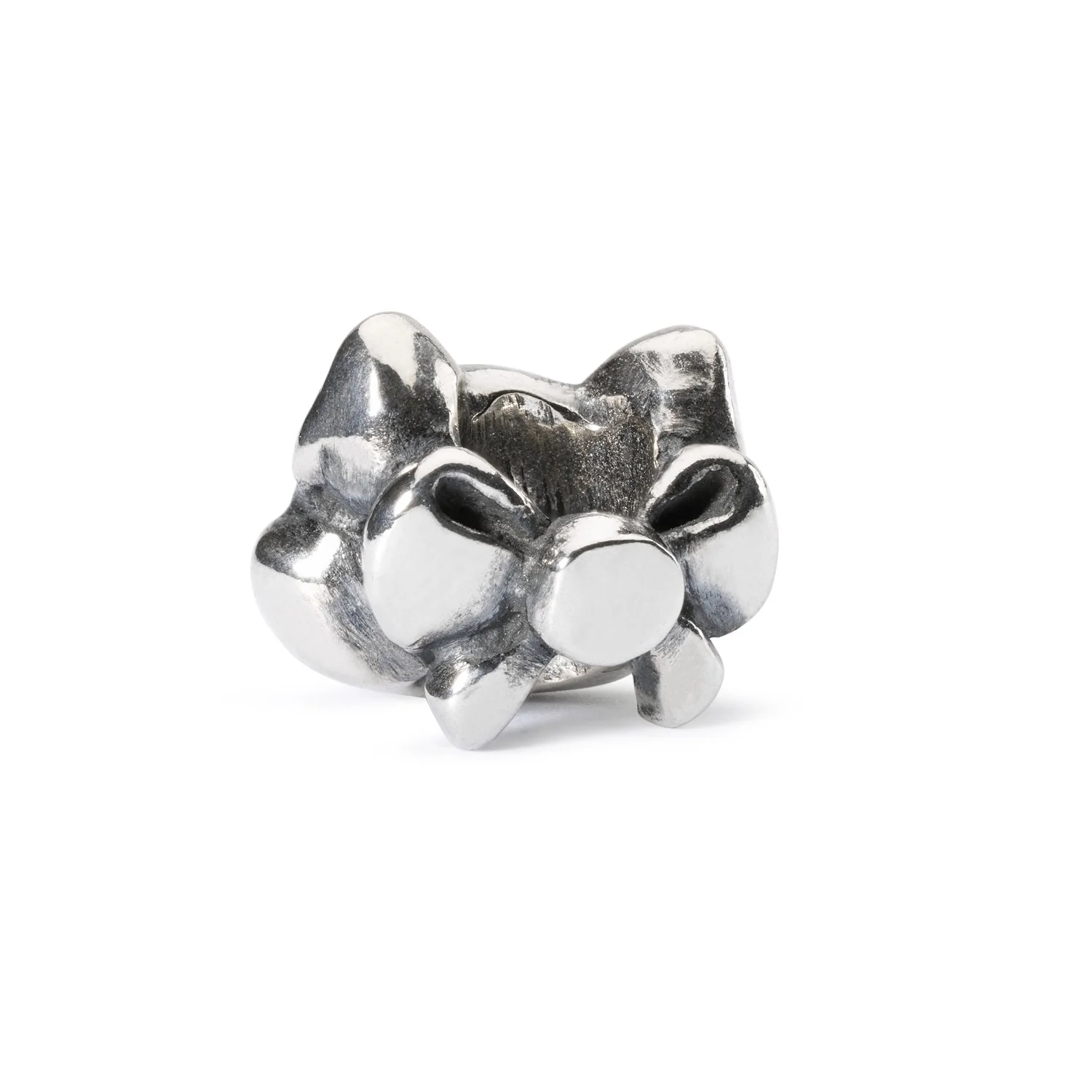 Bead Occhi di gatto Trollbeads TAGBE-20061 in argento 925 a forma di testa di gatto con dettagli bruniti.