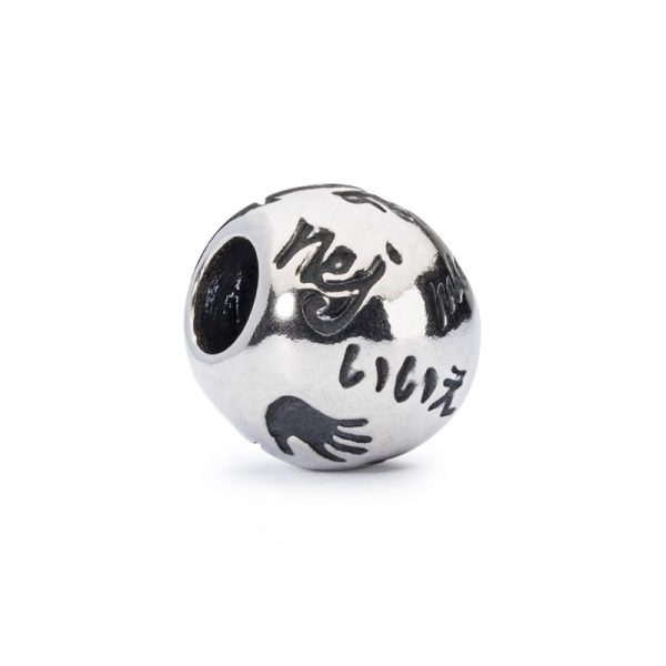 Bead Sai dire no? Trollbeads TAGBE-20075 in argento 925 sferico con incisioni della parola No brunite.