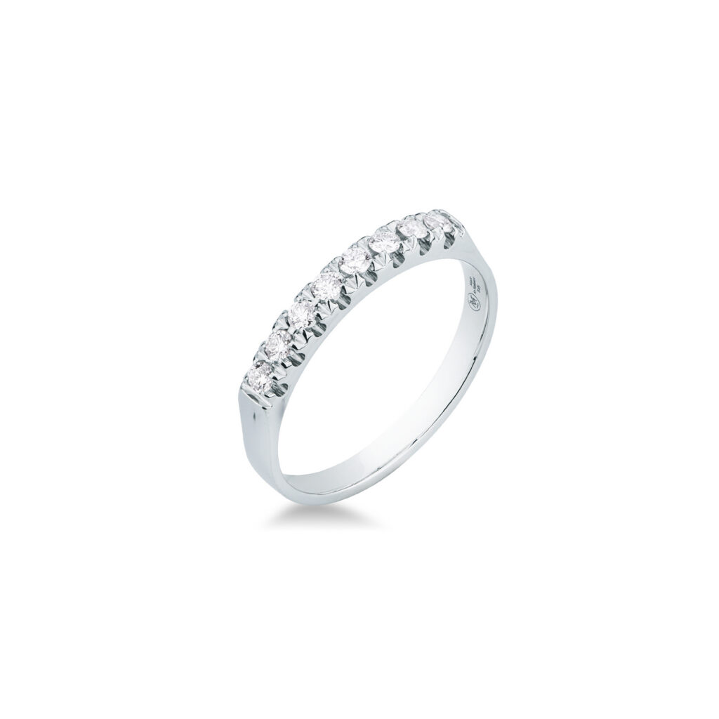 Anello Riviera Con Diamanti Mirco Visconti BN46/EF10 in oro bianco 18kt con fila superiore di diamanti naturali taglio brillante.