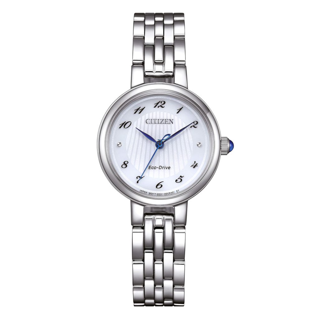Orologio solo tempo donna Citizen EM0990-81A Eco-Drive in acciaio con quadrante bianco e vetro zaffiro.