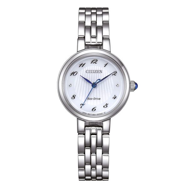 Orologio solo tempo donna Citizen EM0990-81A Eco-Drive in acciaio con quadrante bianco e vetro zaffiro.