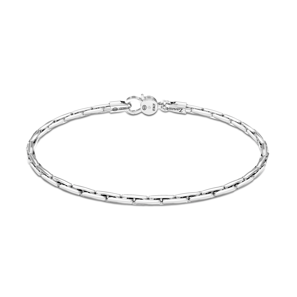Bracciale A Catena Zancan In Argento ESB253 da uomo con maglia tubolare lucida e chiusura a moschettone.