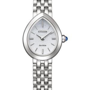 Orologio solo tempo donna Citizen EX1550-54A Eco-Drive in acciaio con cassa a goccia e quadrante argentato.