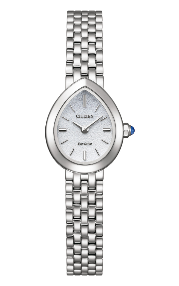 Orologio solo tempo donna Citizen EX1550-54A Eco-Drive in acciaio con cassa a goccia e quadrante argentato.