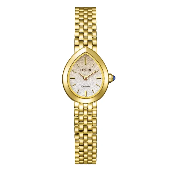 Orologio solo tempo donna Citizen EX1552-59A Eco-Drive in acciaio dorato con cassa a goccia e quadrante chiaro.