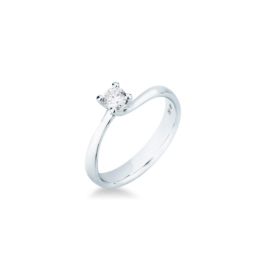 Anello Solitario Con Diamante Mirco Visconti LF302/20 in oro bianco 18kt con diamante naturale taglio brillante da 0,24 ct colore E.
