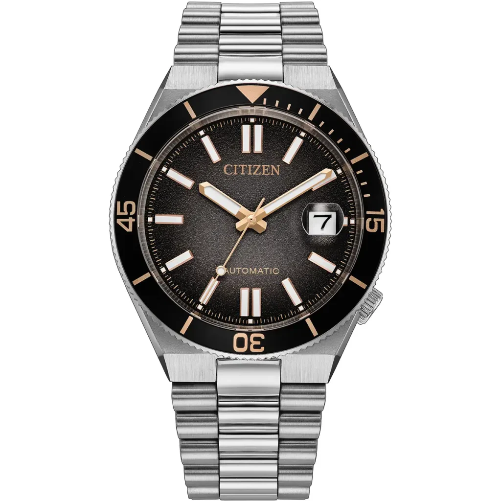 Orologio automatico uomo Citizen Tsuyosa Shore NJ0238-57E Limited Edition in acciaio con quadrante antracite textured e lunetta nera.