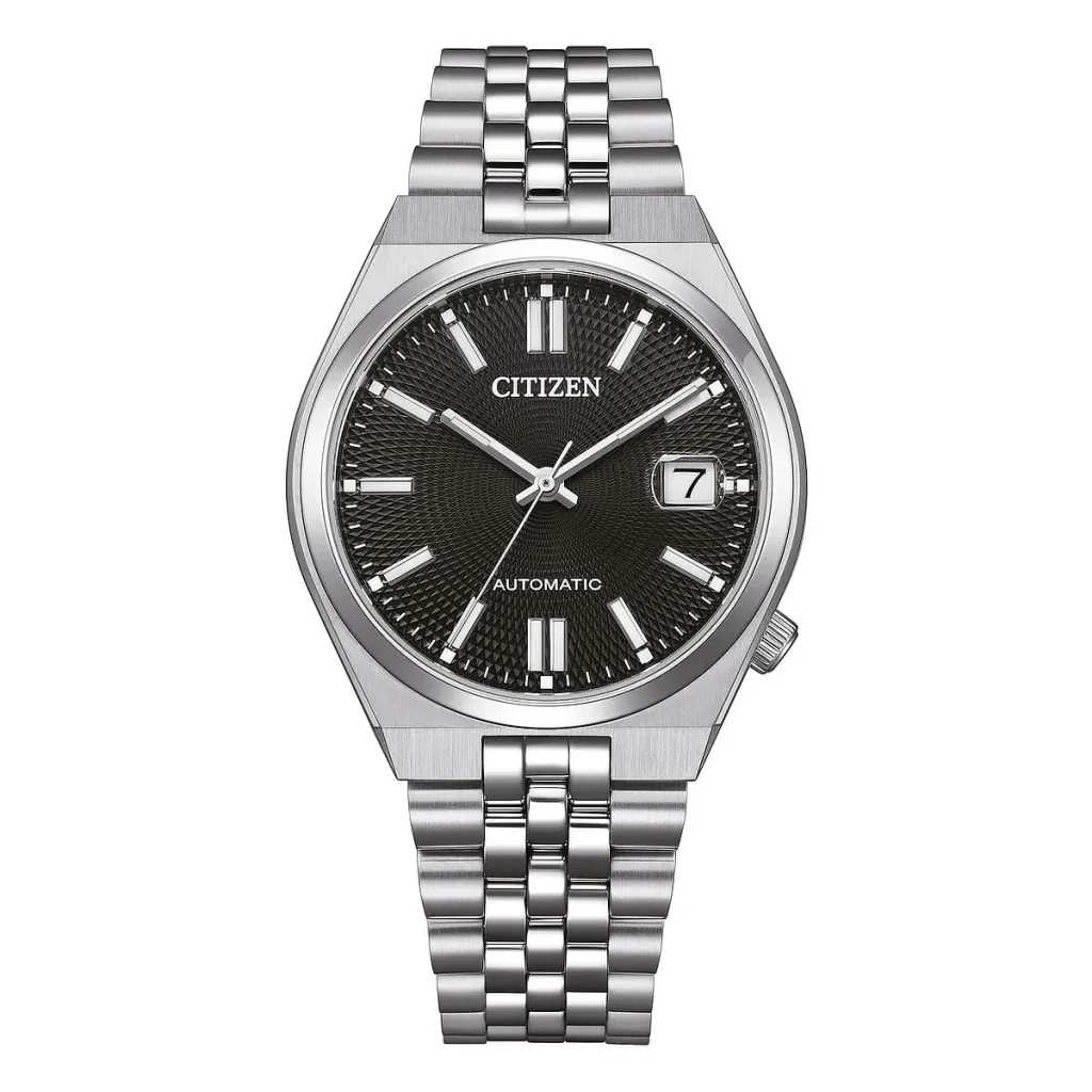 Orologio automatico Citizen Tsuyosa NK0030-51E in acciaio con quadrante nero guilloché cassa 37mm.