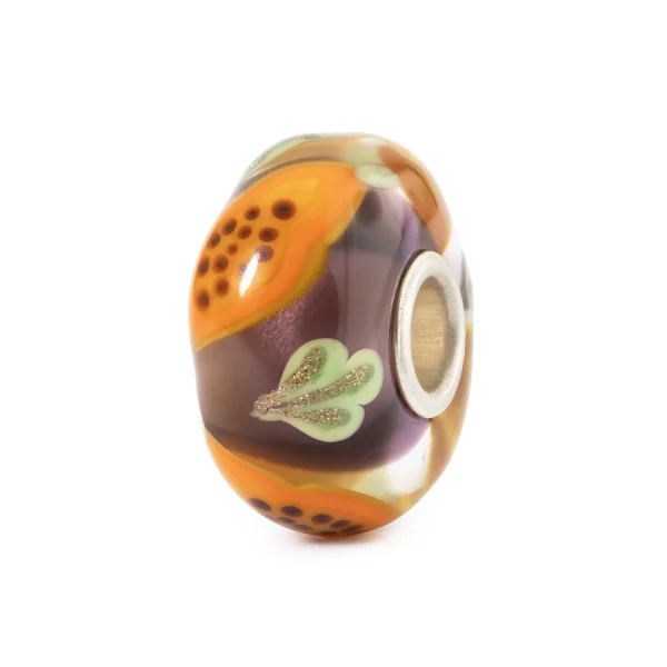 Bead Papaya Trollbeads TGLBE-20482 in vetro decorato e argento 925.