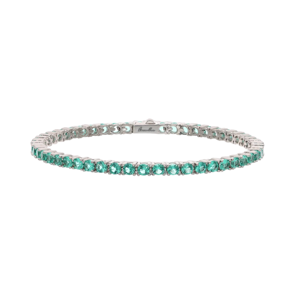Bracciale tennis verde Bronzallure WSBZ02485.PA in lega Golden Rosé e zirconi verdi tondi.